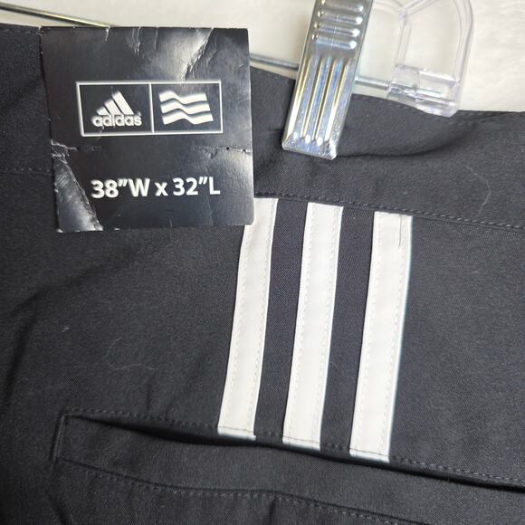 Adidas 38×32 NWT 3 Stripes pants BlacknWhite Flat front GolfCasual ActiveOutdoor - Picture 3 of 12